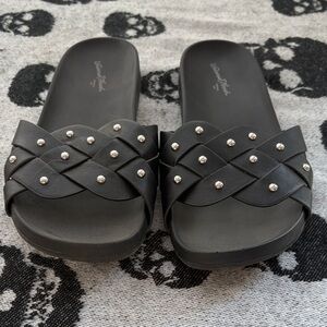 Universal Thread Black Sandals with Silver Studs